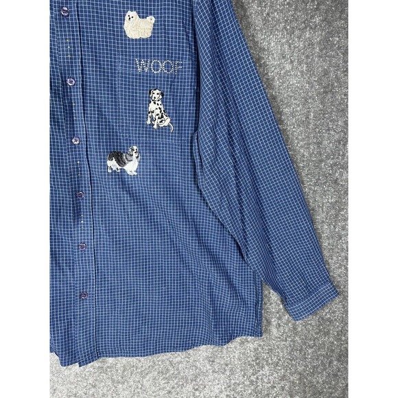 Bobbie Brooks DOG Patch BLING Woof DOGS Button Up Shirt Vintage Womens‎ 22W/24W - Picture 6 of 16